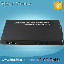 8 fiber port 2 RJ-45 single fiber cctv to ip converter